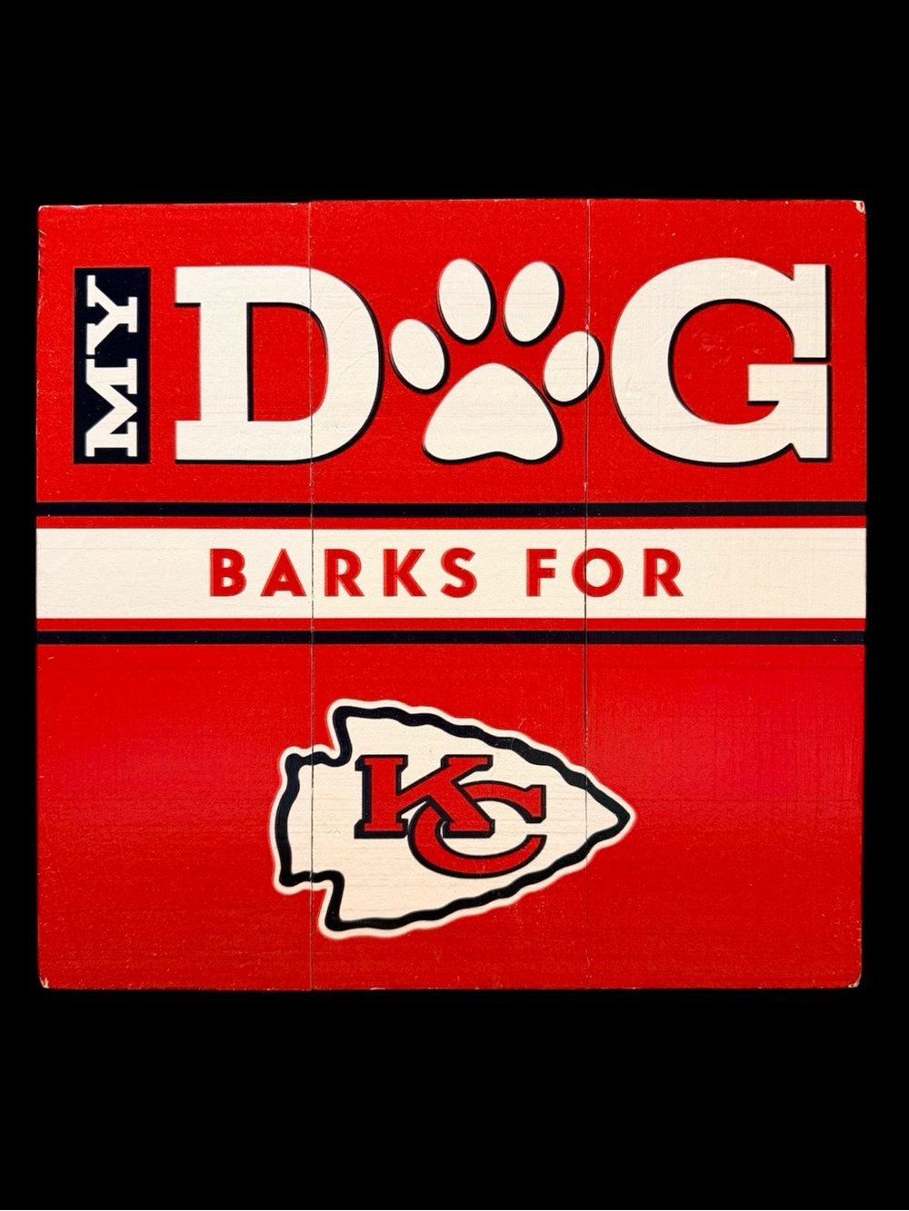Kansas City Chiefs wood wall sign Dog
